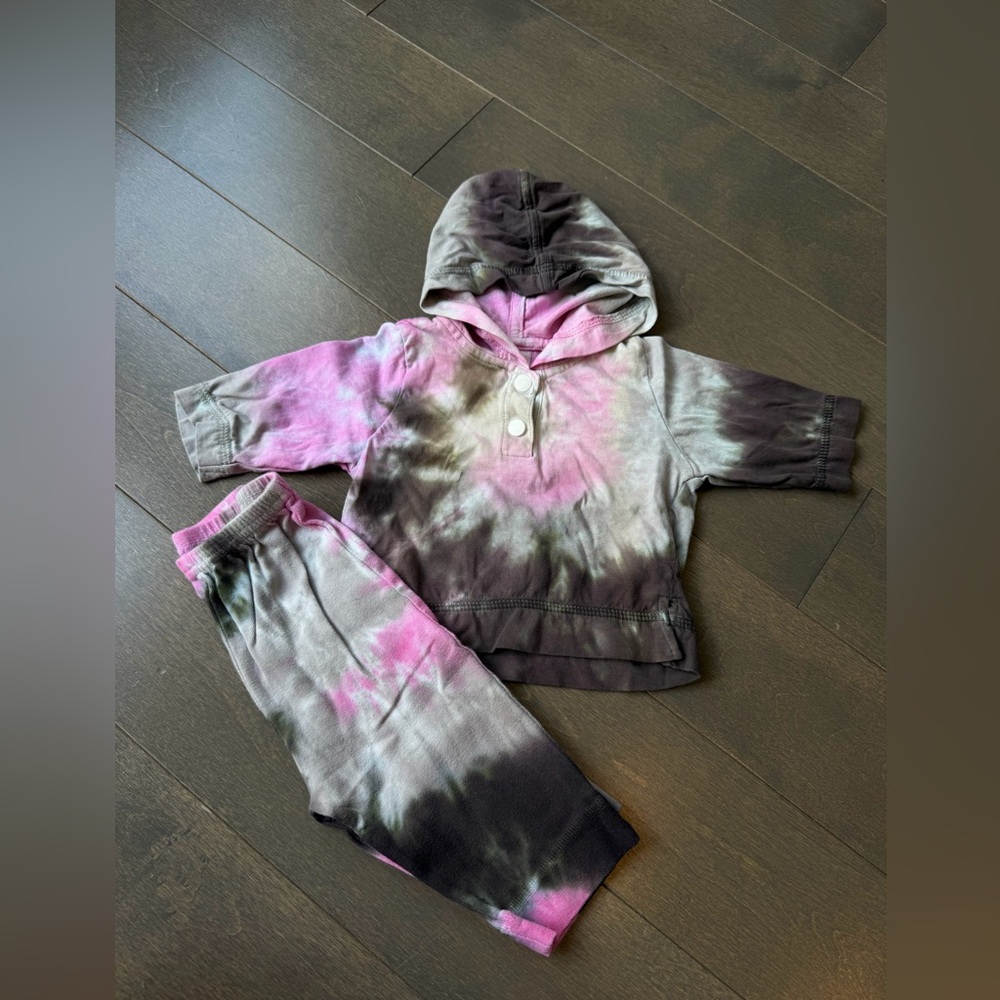 Pink & Brown Tie-Dye Matching Baby Outfit